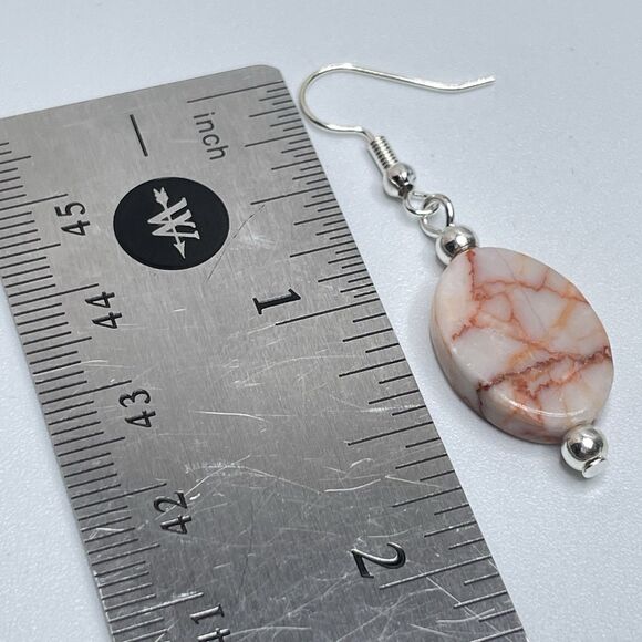 Artisan Red Vein Jasper Stone Gemstone Necklace Earrings Set Silver Tone Boho - Picture 7 of 9